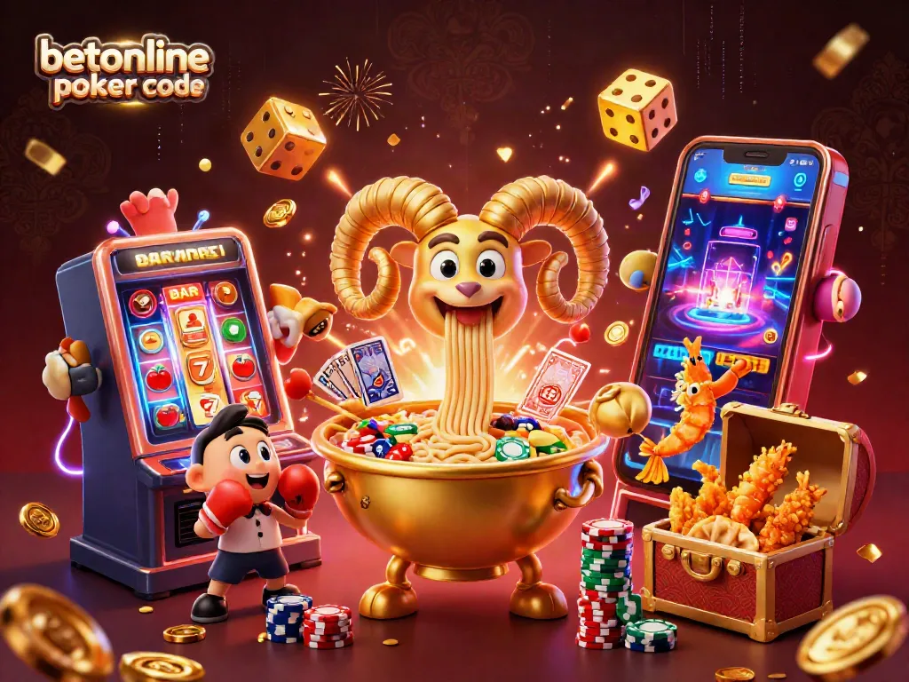 Experience the action with the betonline poker promo code in a vibrant casino scene featuring unique characters.