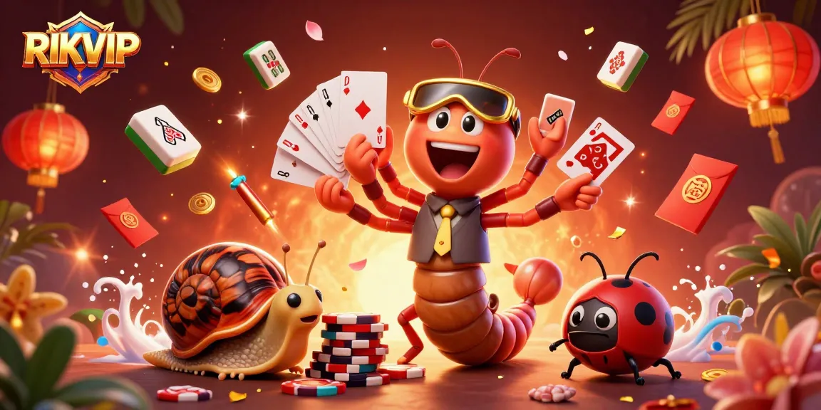 Experience exciting gameplay at RIKVIP's unique casino with a lively 3D illustration.