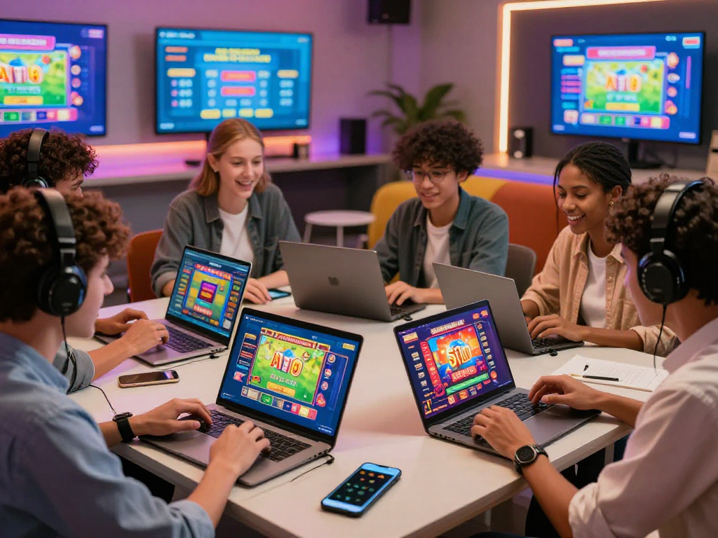 Dewatogel players engaging with online lottery games in a lively digital setting.