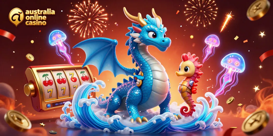 Play at top australia online casino featuring majestic dragon and vibrant slot reels