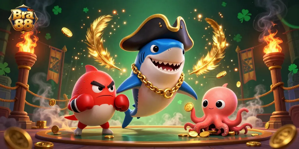 Experience thrilling adventures with Bra 88, featuring a pirate shark, boxing pufferfish, and a gold-holding octopus.