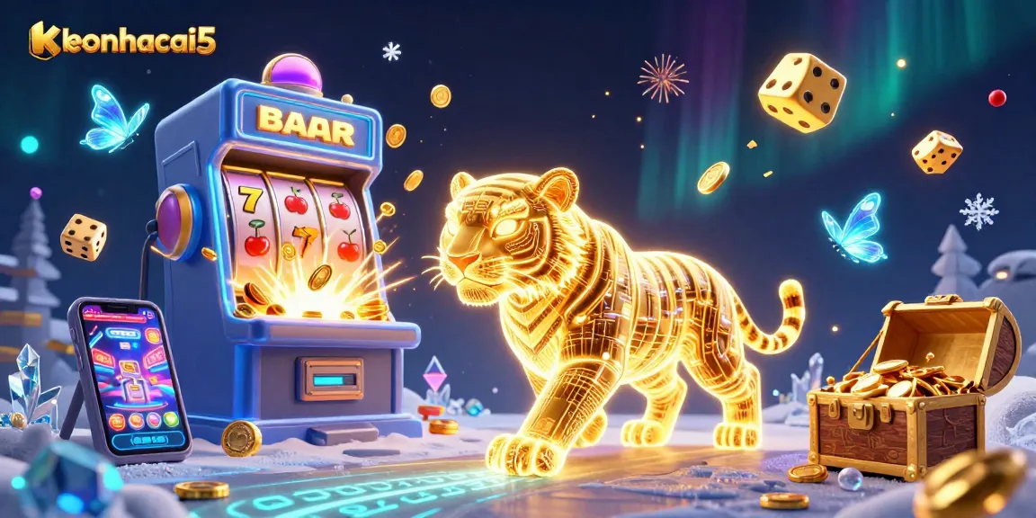 Experience dynamic action in keonhacai5 with a neon-lit tiger in a thrilling casino setting.