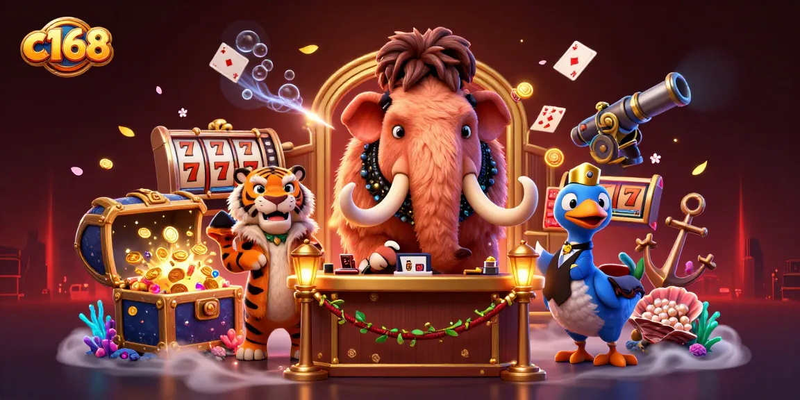 Experience excitement at c168's vibrant casino with a mammoth bouncer and saber-tooth VIP!