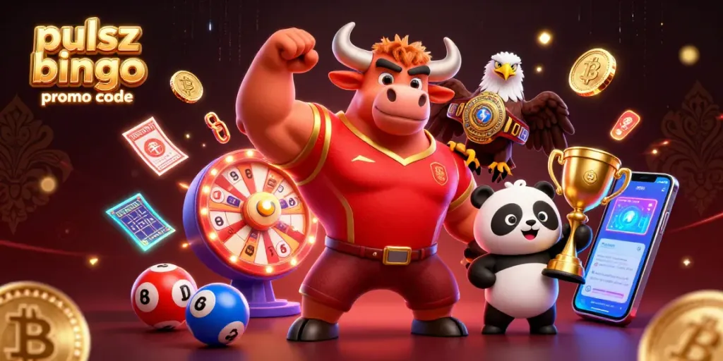 Claim your free coins and prizes with the pulsz bingo promo code in this vibrant casino illustration.