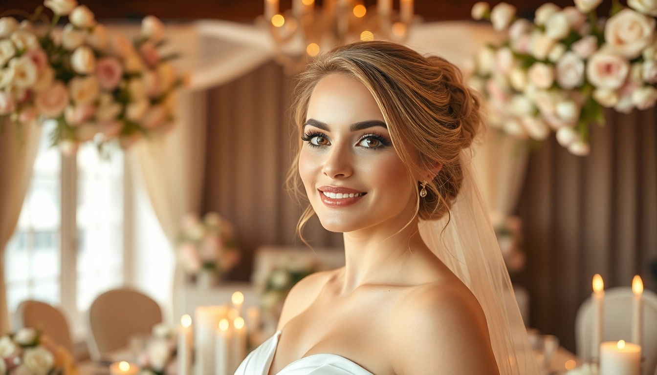 Bridal portrait featuring stunning wedding airbrush makeup Dallas in an elegant floral setting.