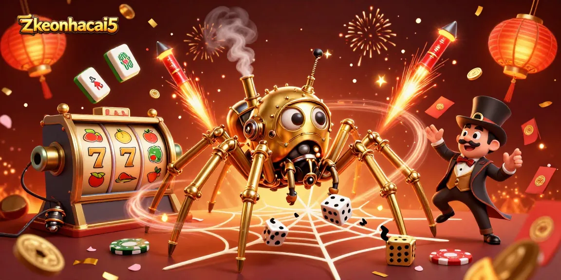 Experience thrilling casino action with zkeonhacai5's dynamic golden steampunk spider scene.