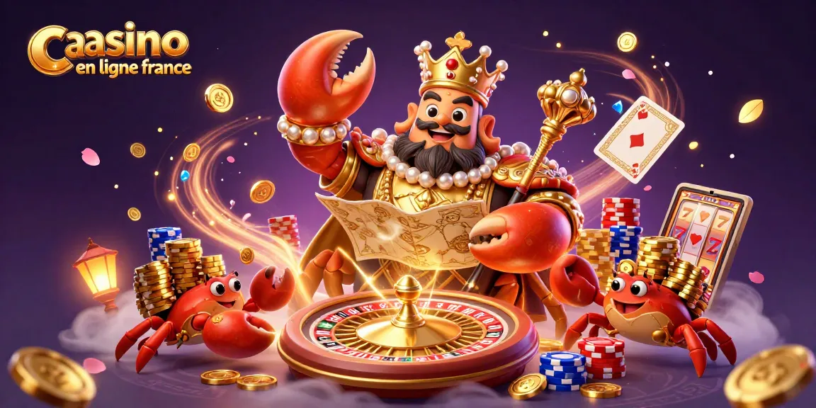 Jouez au casino en ligne France avec ce crabe roi trésor et des jackpots colorés.