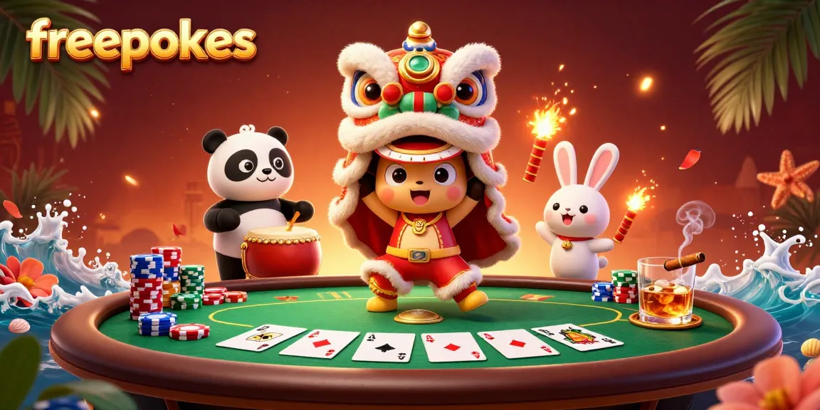 Experience freepokies thrills with vibrant 3D casino characters in an energetic scene.