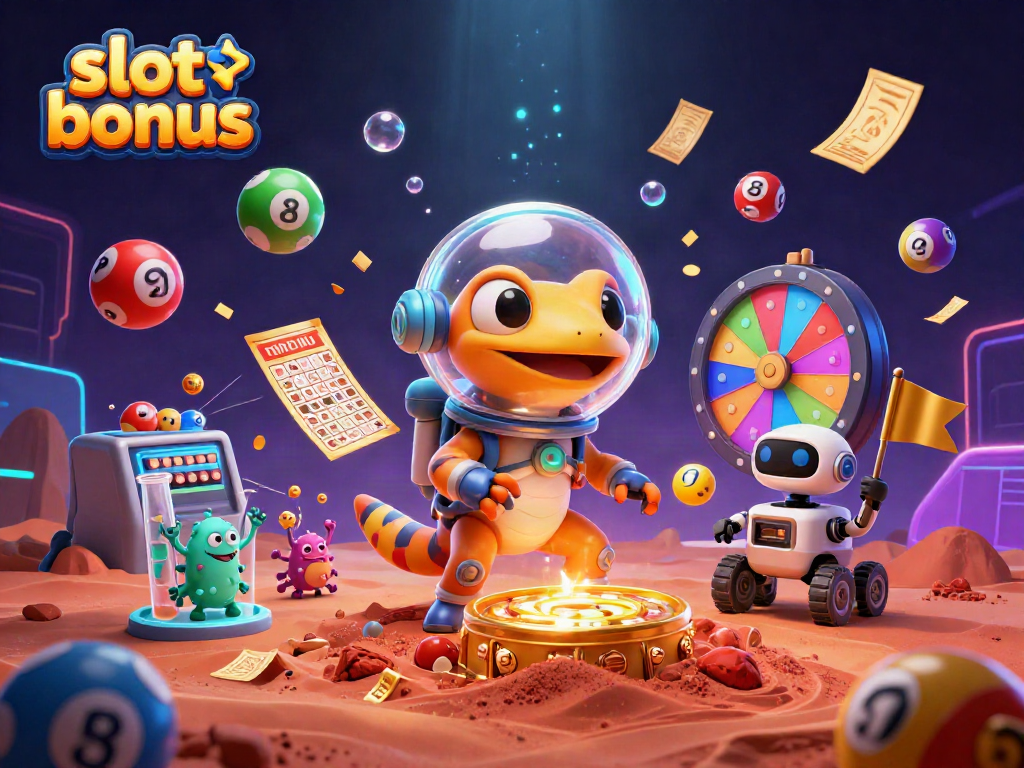 Experience thrilling slots and bonuses with this vibrant cosmic scene showcasing the slot bonus adventure.