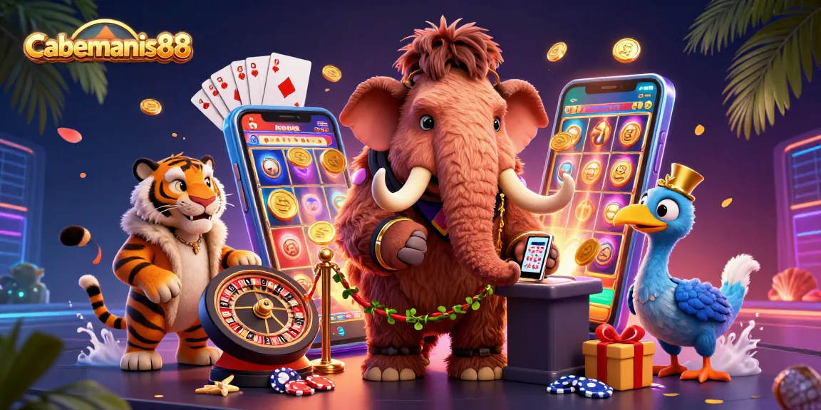 Engage with Cabemanis88's vibrant casino experience featuring colorful games and dynamic characters.