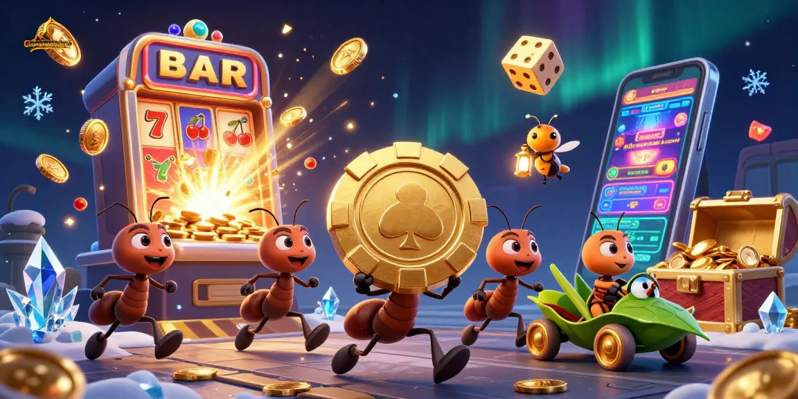 Engage in the thrilling chase of quyetchientienthuong while ants carry a gigantic poker chip through a dynamic casino heist.