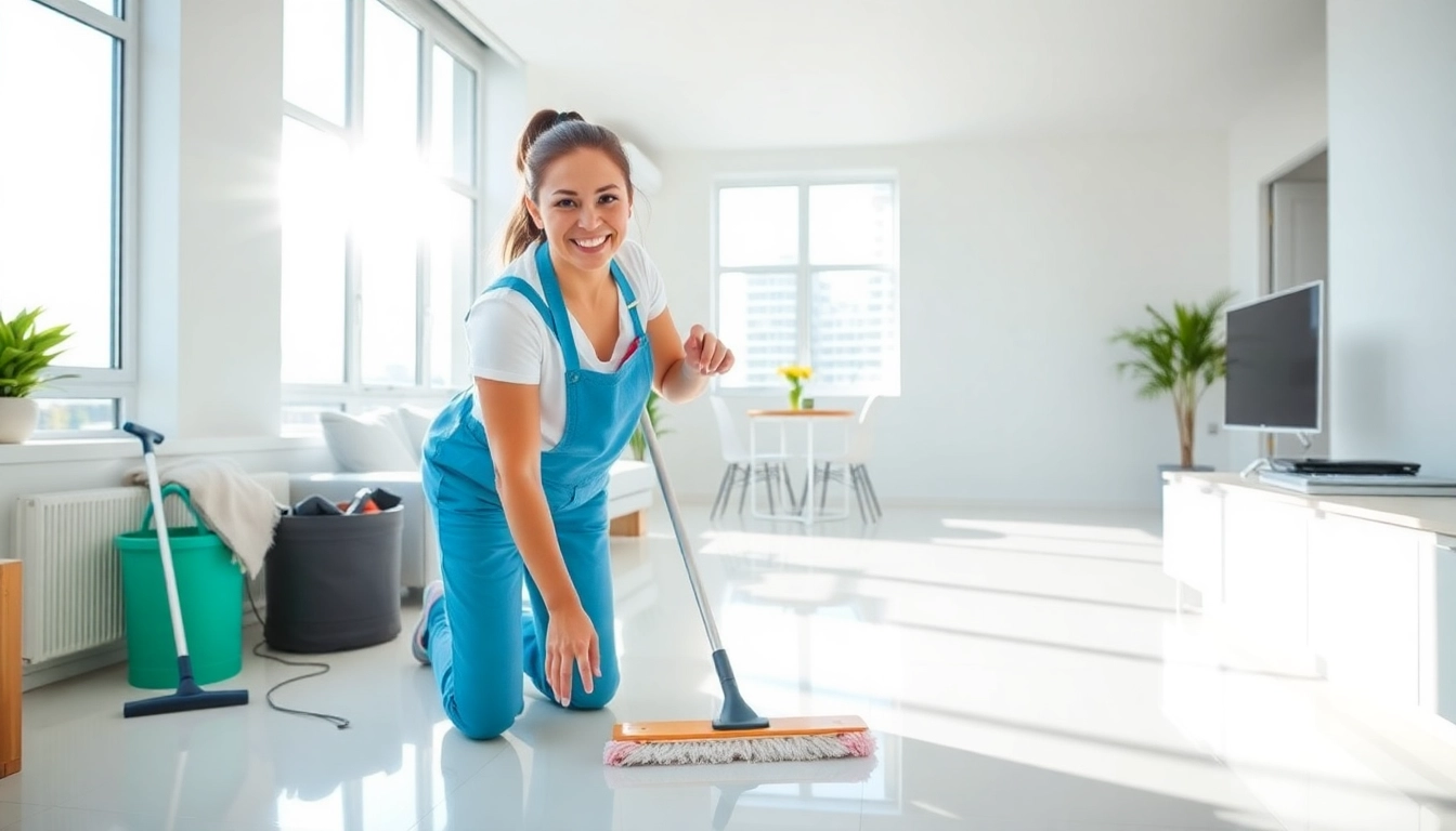 Cleaning in action for Bond cleaning Logan in a modern apartment with bright natural light.