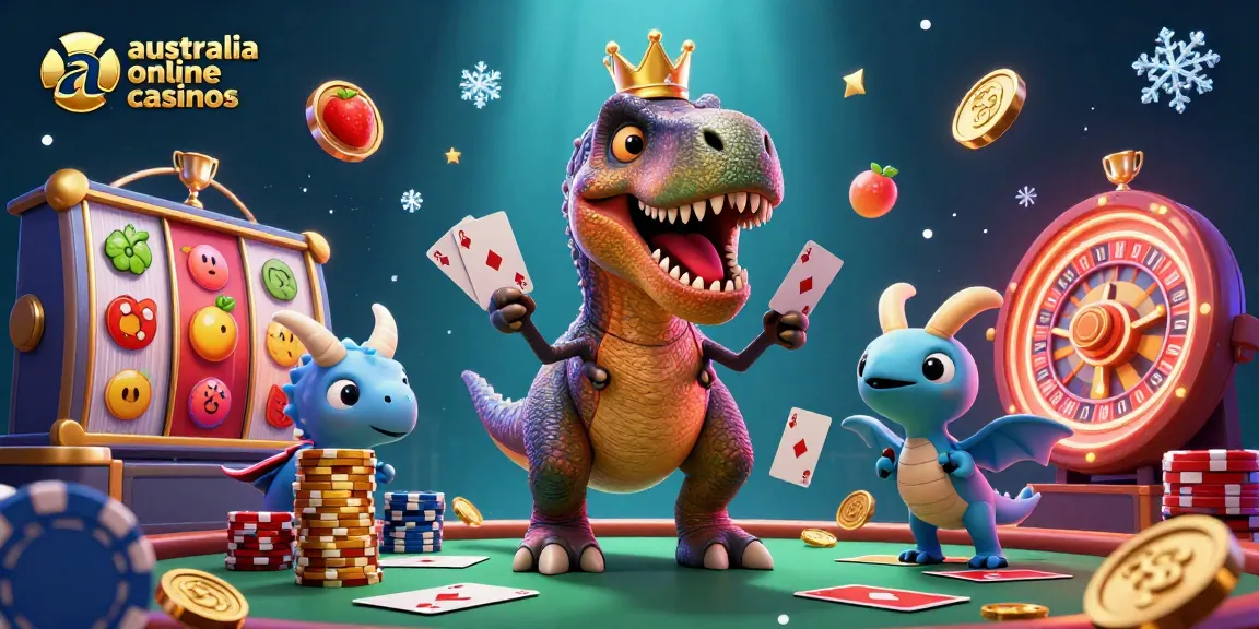 Engage with top australia online casinos featuring a friendly dinosaur dealer and vibrant casino games.