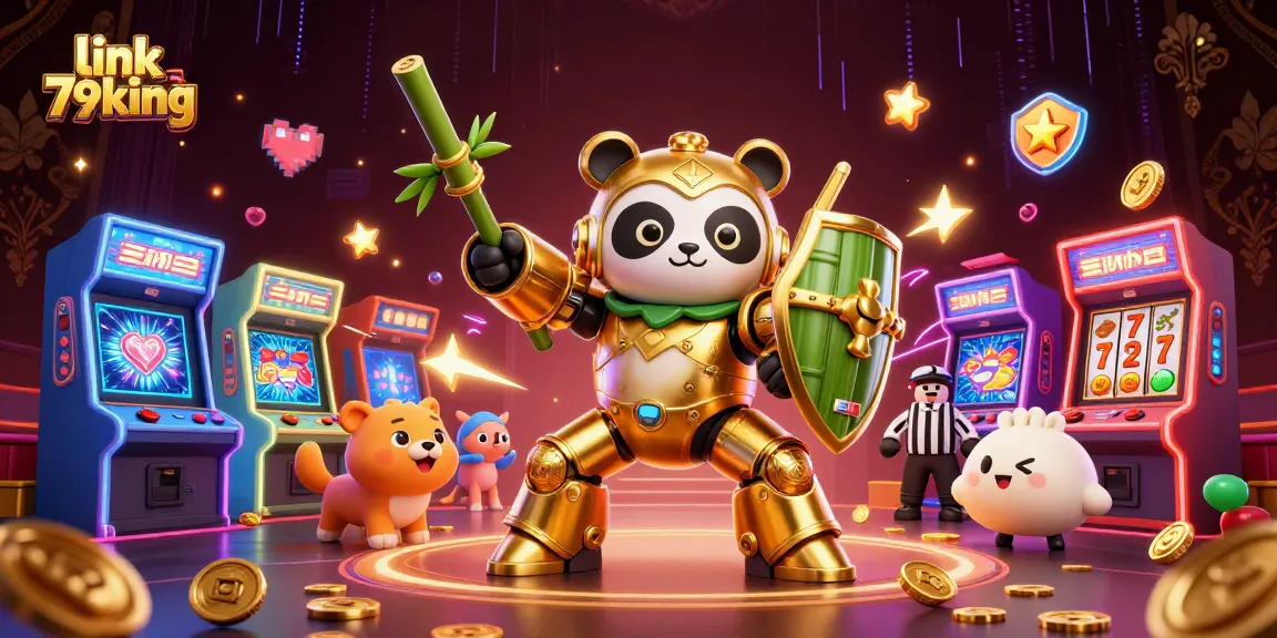 Engage with exhilarating action at link 79king casino, featuring a golden panda and vibrant gaming elements.