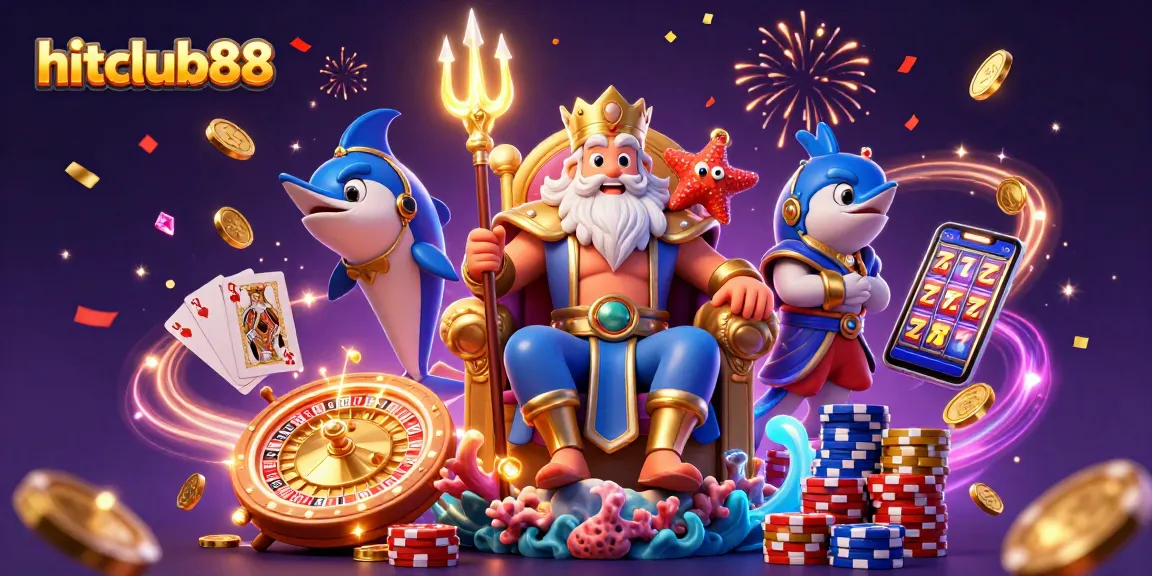 Experience the excitement of hitclub88 with vibrant casino elements and characters in a dynamic 3D scene.