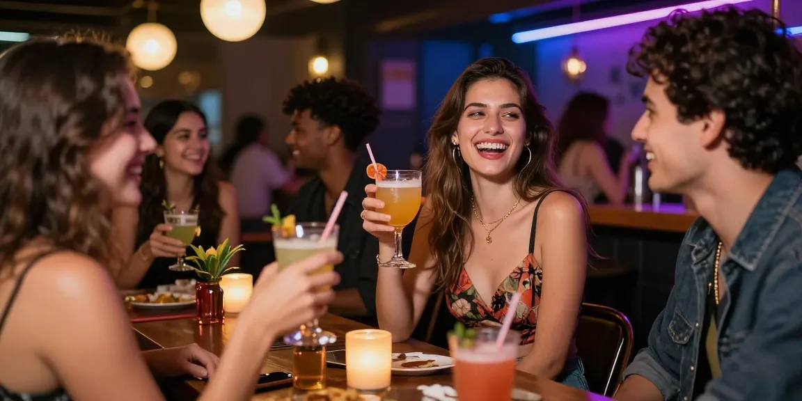 Gái gọi tham gia một buổi tiệc tùng tại quán bar sôi động cùng bạn bè, tạo cảm giác vui vẻ