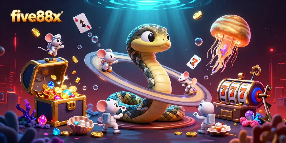 Experience the excitement of five88x with astronauts betting on Saturn's roulette rings in this vibrant cosmic casino scene.