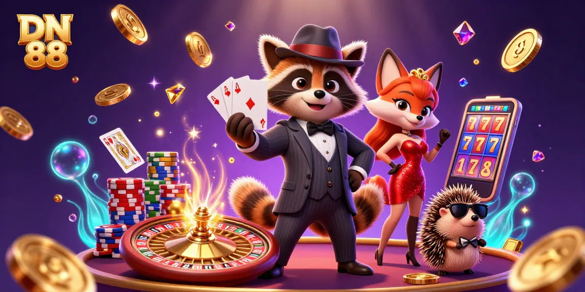 Engage in thrilling gaming adventures at DN 88, featuring iconic characters and vibrant casino elements.
