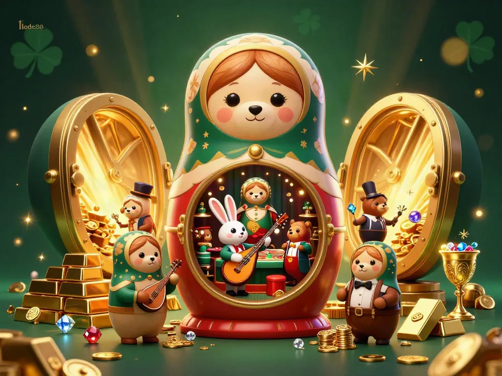 Win at lode88 with an exciting scene showcasing a cartoon bear and casino elements