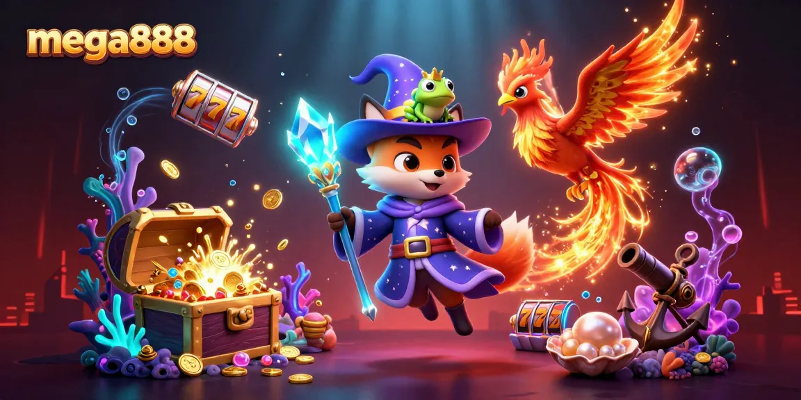 Engage with mega888 online slots as a mystical fox wizard casts spells with treasures!