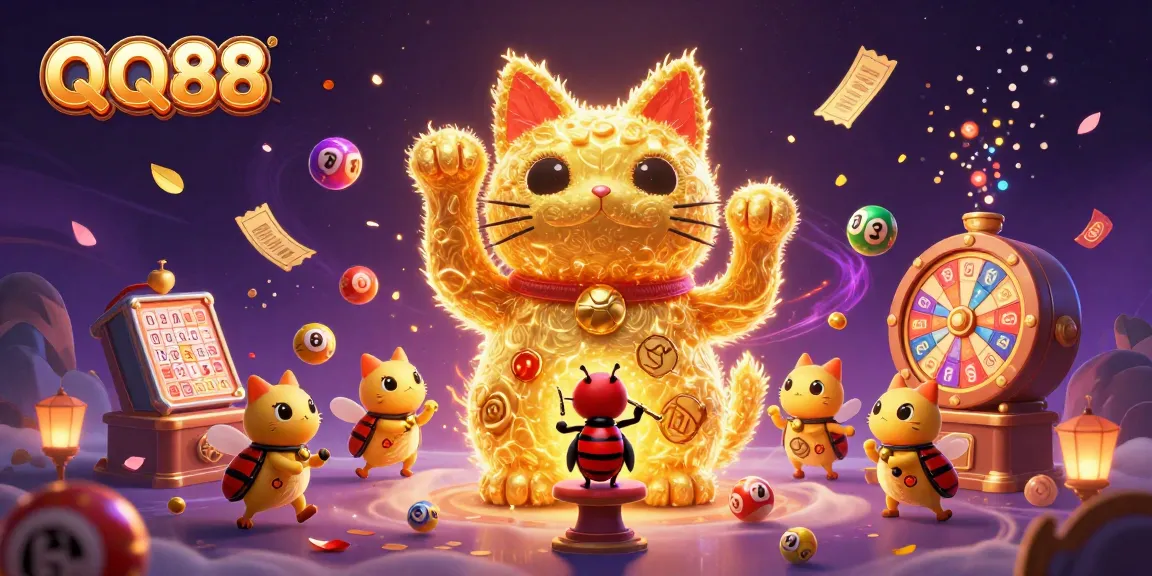 Engage in thrilling experiences at QQ88, where golden fireflies and casino elements create an exciting atmosphere.