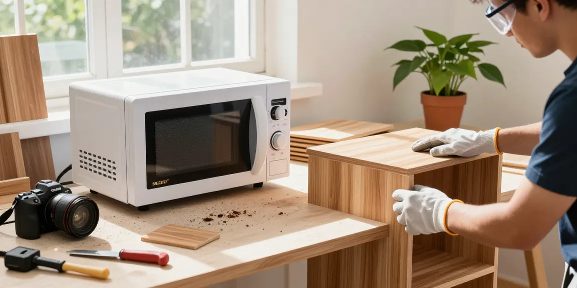 Efficient SHASHEL® microwave treatment for wood pest control in a workshop.