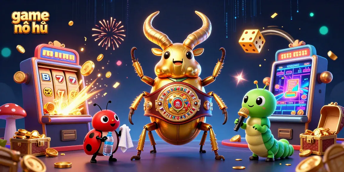 Win big with game nổ hũ in an energetic casino scene featuring vibrant characters and dynamic elements.