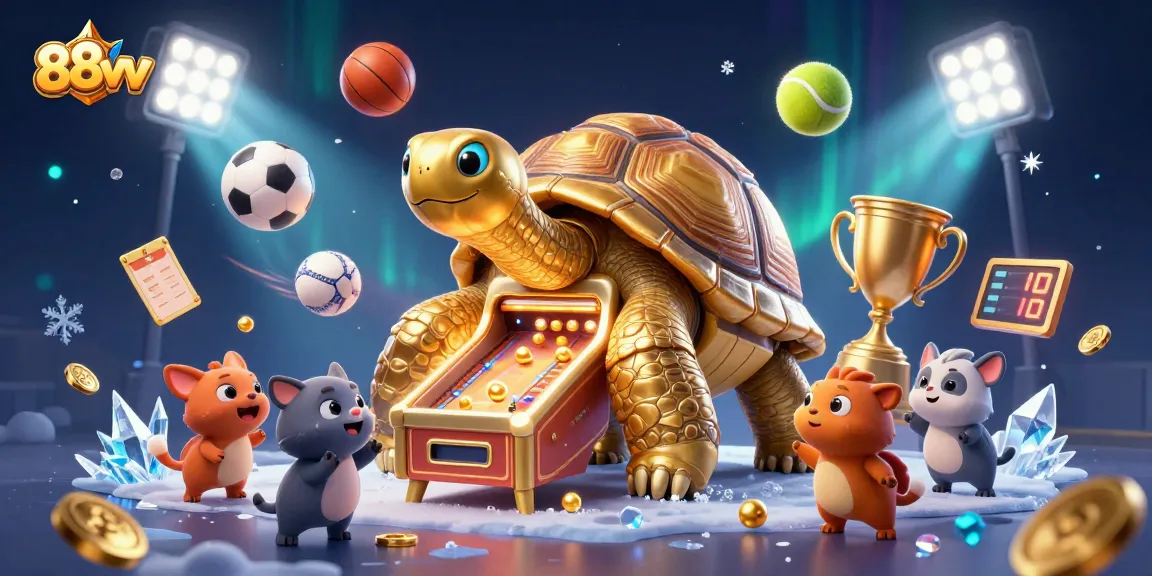 Experience thrilling gameplay with the colossal tortoise character in the vibrant 88vv casino scene.