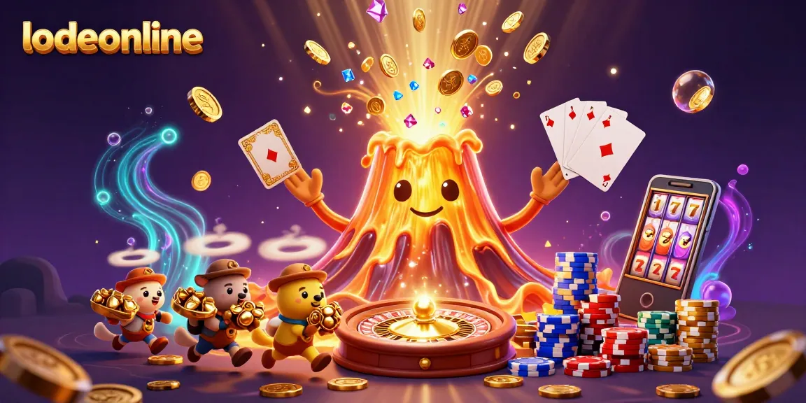 Experience the thrill of winning at lodeonline with vibrant casino elements in an enchanting illustration.