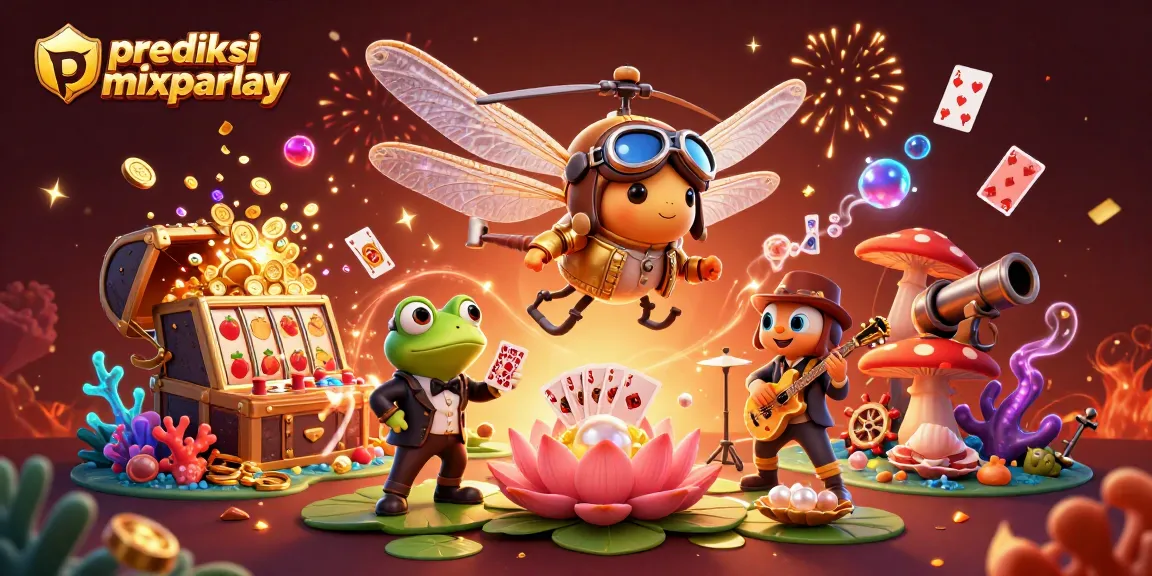 Engaging illustration of prediksi mixparlay strategy in a vibrant casino scene with unique characters and elements.