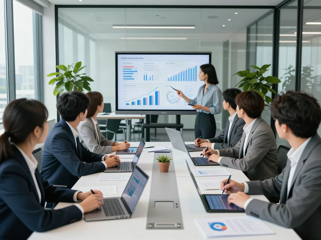 Lead Roedl team working collaboratively during a strategic business meeting in a modern conference room.