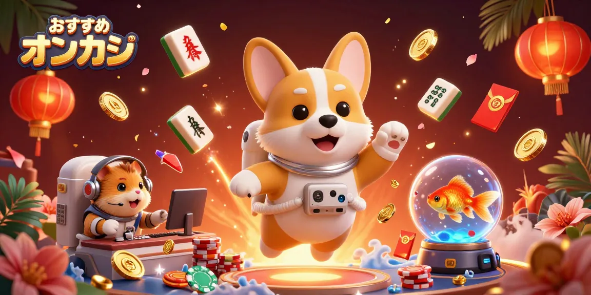 おすすめ オンカジで楽しいカジノを体験している宇宙の犬のイラスト