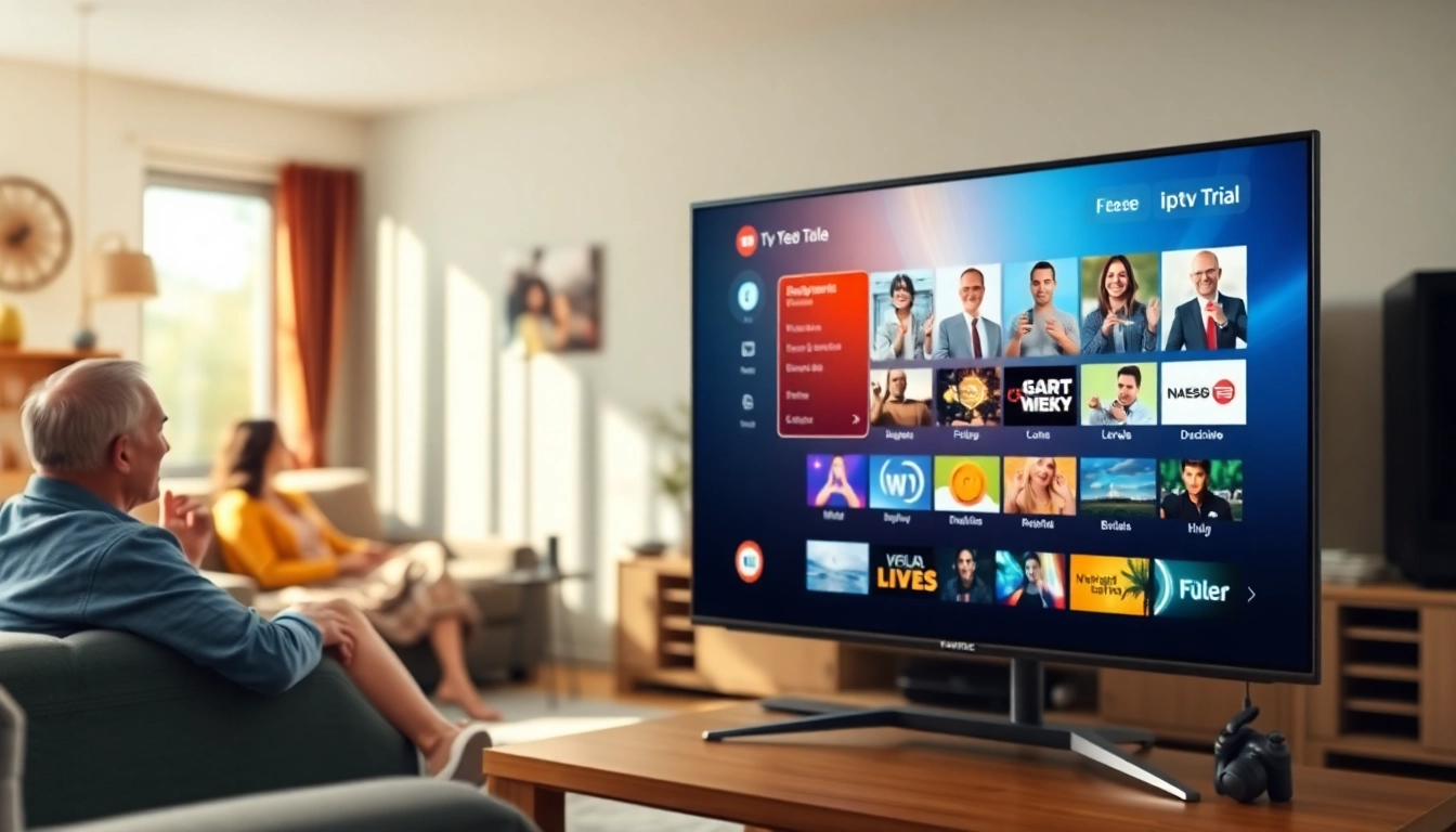 Start your free iptv trial with an engaging streaming interface featuring diverse channels.